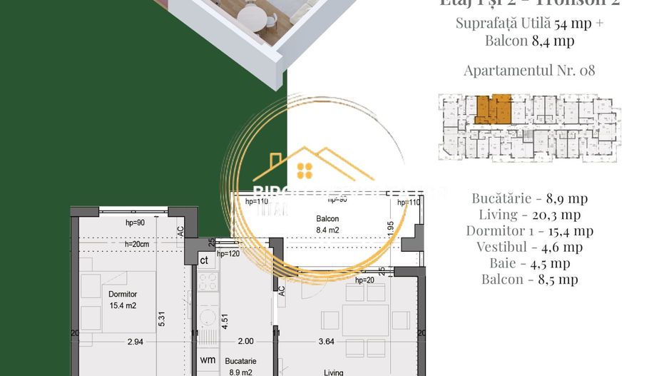 Vedere libera Zona verde Metrou Teclu Premium decomandat Ikea - Schiță 2