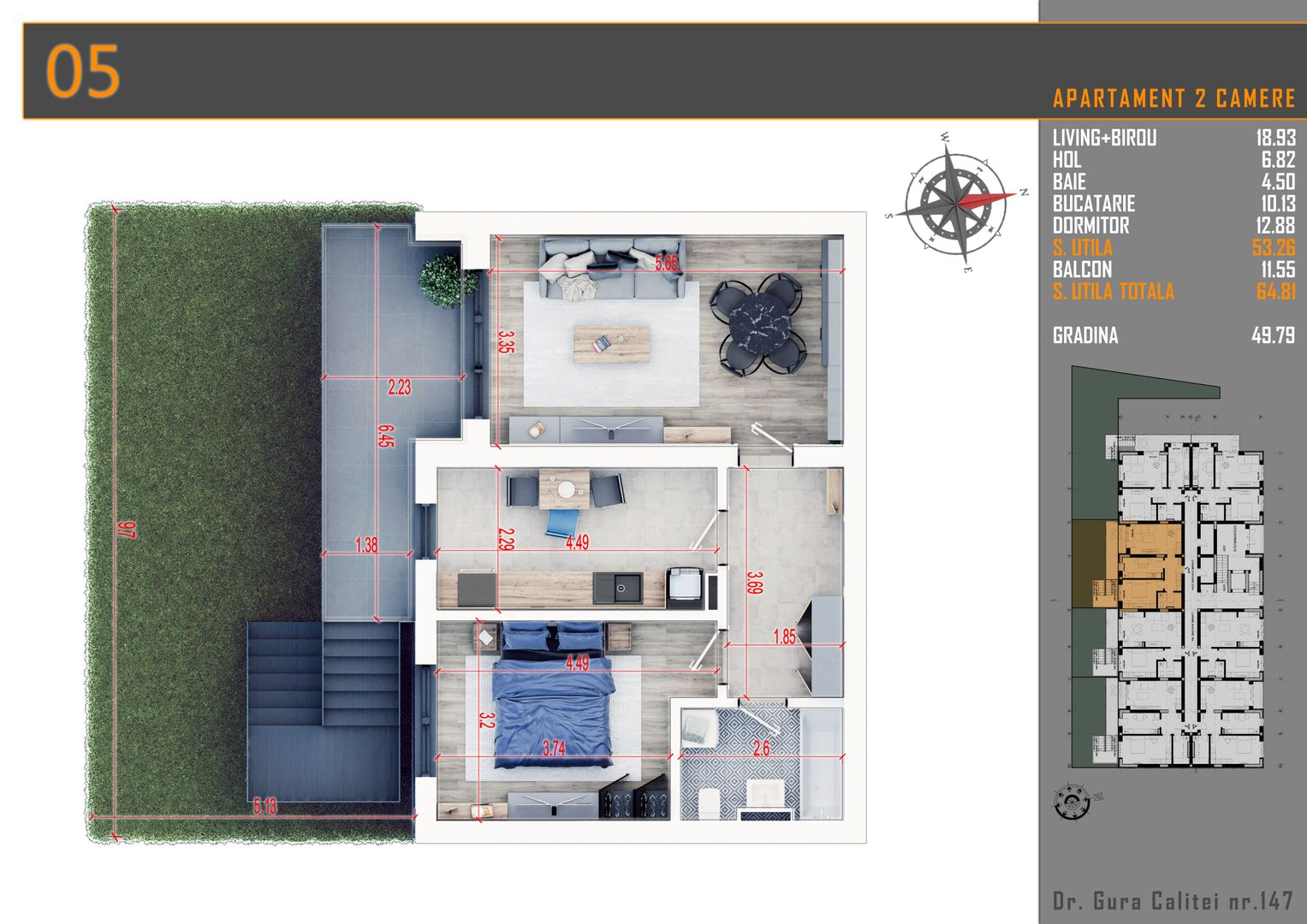 2 camere  cu gradina parcare bonus  - Titan - Pallady - Schiță 11