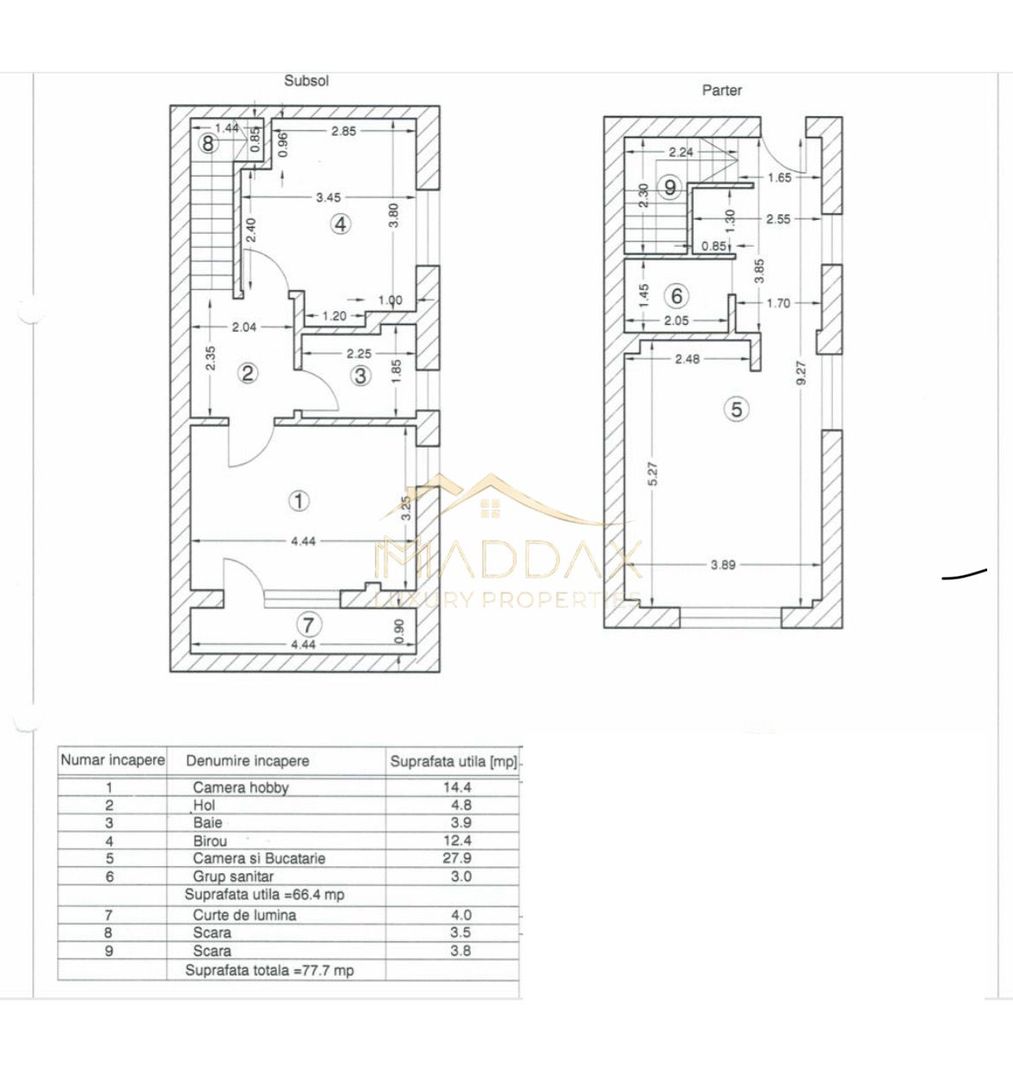 Duplex 3 camere//Birou***Showroom***DOMENII//PARTER+ Demisol - Schiță 27
