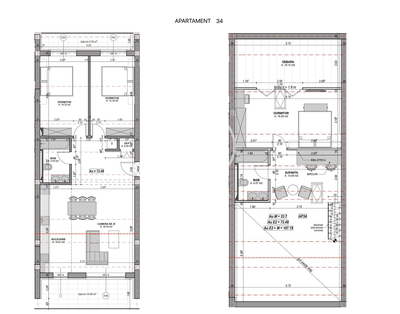 Penthouse 4 camere,2 bai si debara, finisat la alb,(NCL-COL-ap.34) - Poză 4