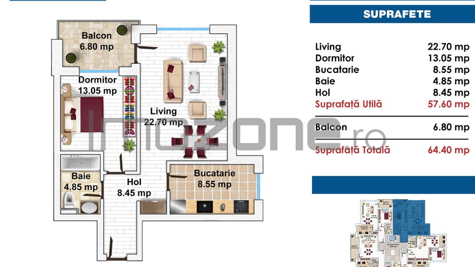 DRUMUL TABEREI-BRANCUSI, 2 CAMERE, ET. 4/6, BUCATARIE INCHISA, LIFT, DECOMANDAT - Poză 8