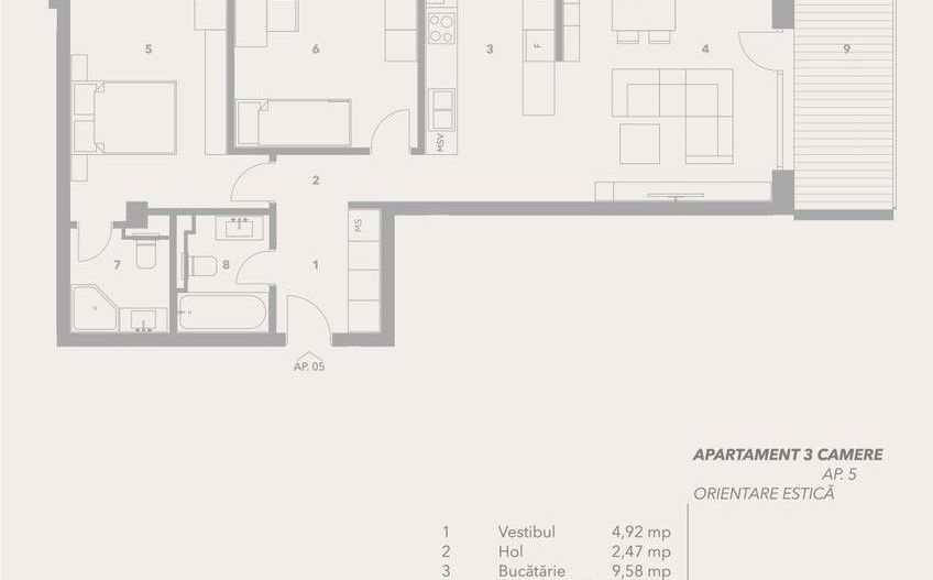 Apartament spatios 3 camere, Turnisor, Sibiu - Schiță 3