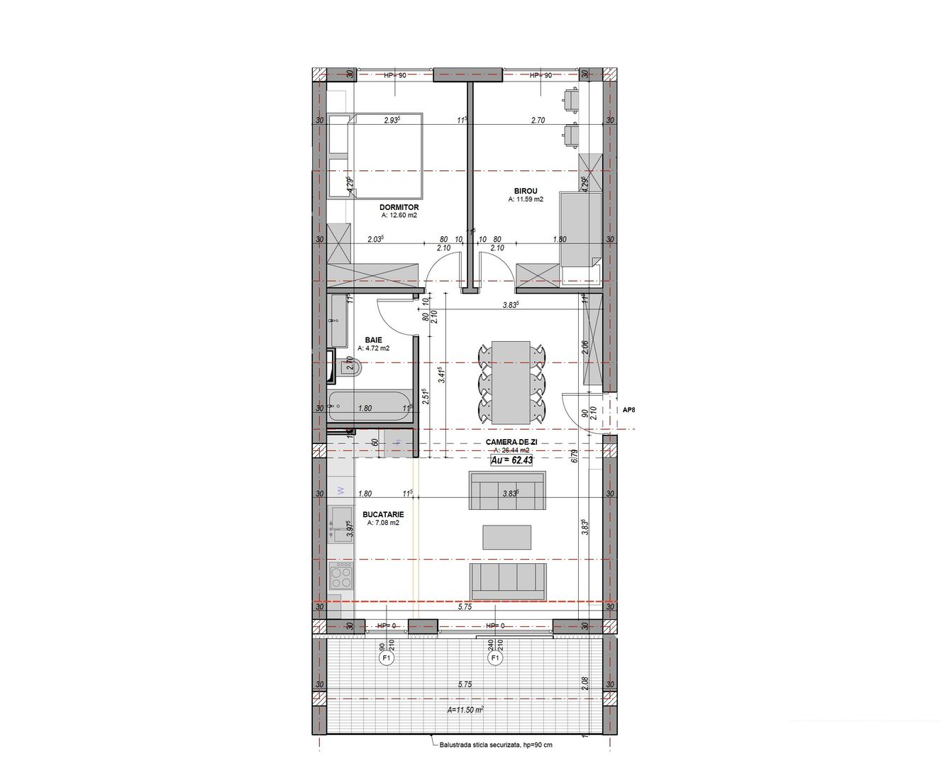 Apartament 3 camere cu balcon, aer conditionat - finisat la cheie - Poză 7