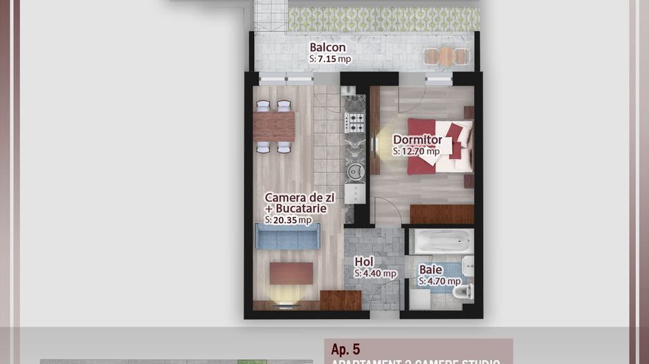 2 camere cu gradina -oferta lansare proiect Pallady - Schiță 1