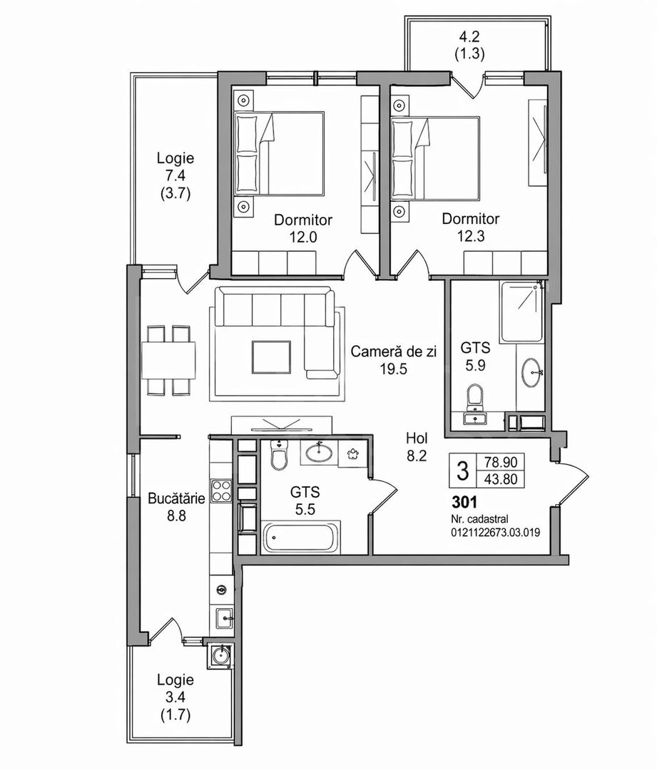 Vânzare, apartament, 2 camere, str. Durlești, Dumbrava - Poză 2