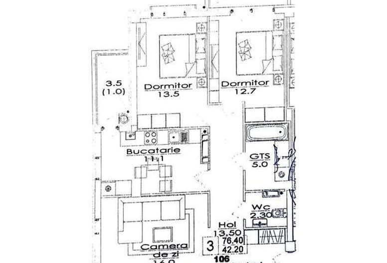 Vânzare, apartament, 3 camere, str. Durlești, Dumbrava - Poză 2