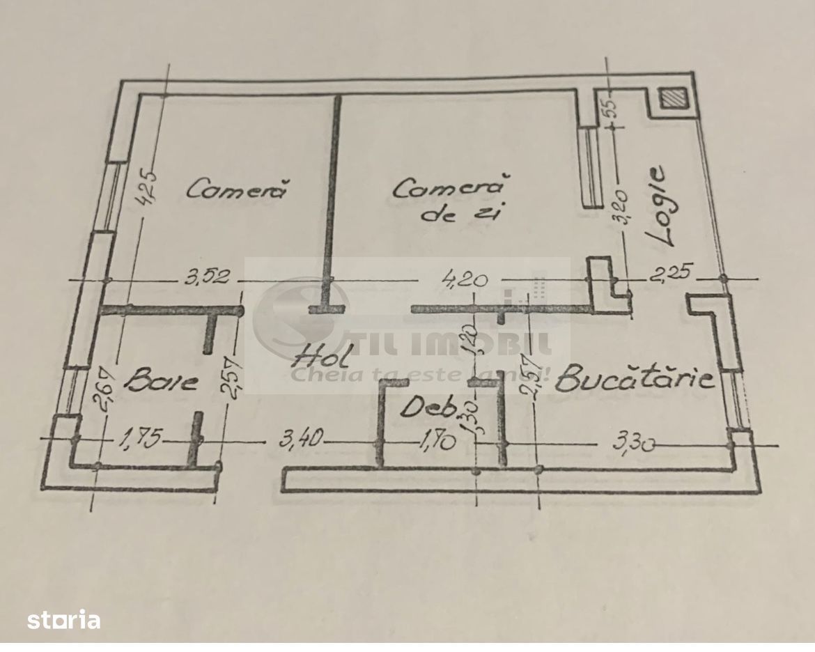 Apartament decomandat, 2 camere, etaj 2/10 - Frumoasa ! - Schiță 7