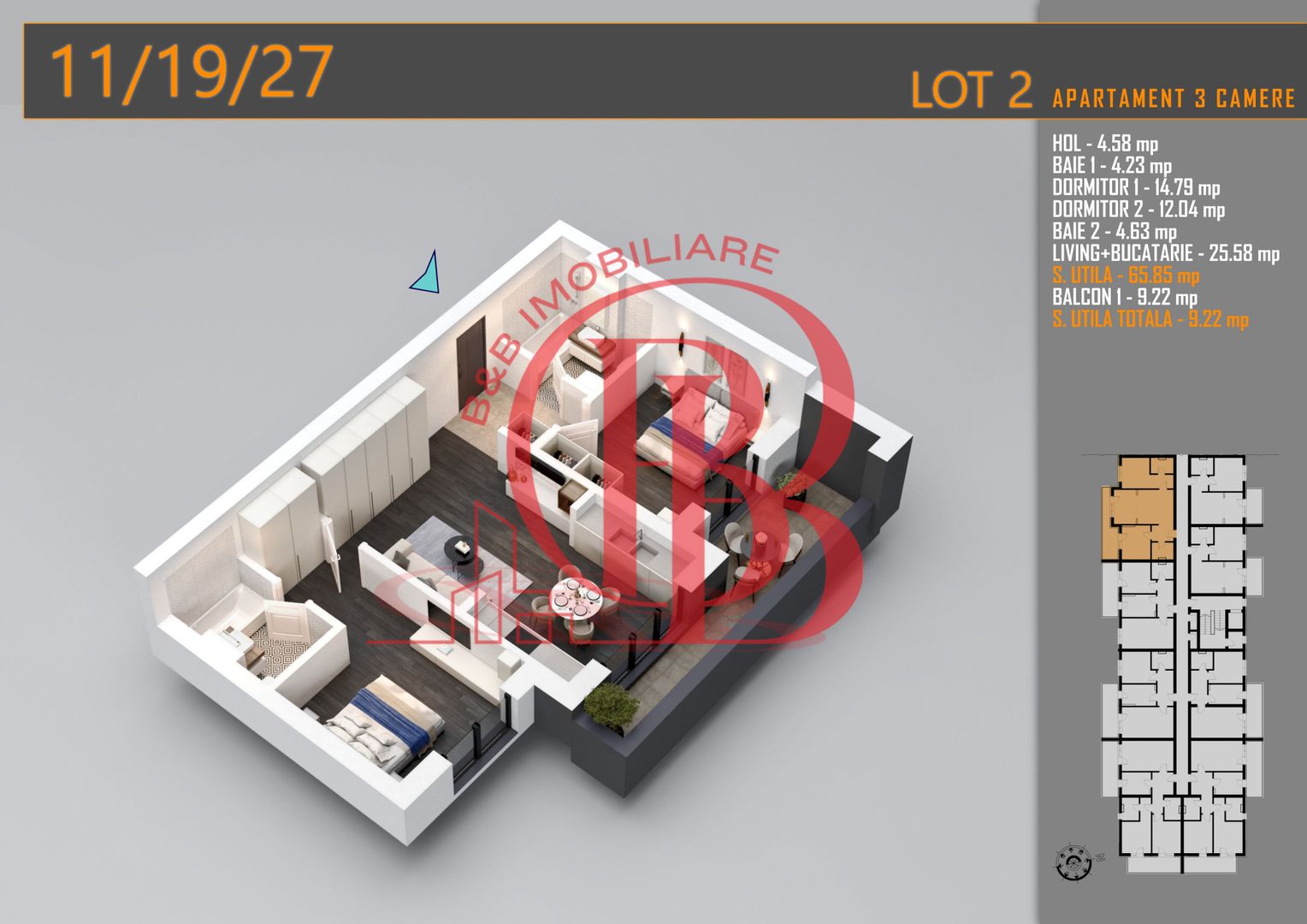 Apartament 3 camere Titan Th. Pallady-Sector 3-Metrou Teclu - Schiță 3