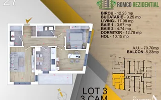 3 camere decomandat, energie proprie - Parcul Teilor - Schiță 15