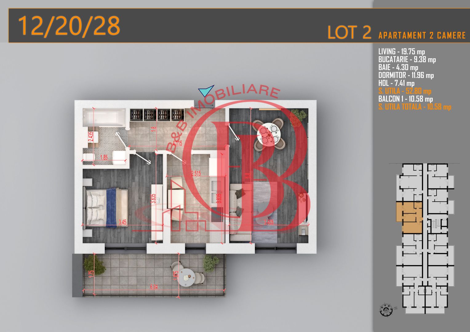 Apartament Decomandat 2 camere - Th. Pallady Metrou N. Teclu - Schiță 2