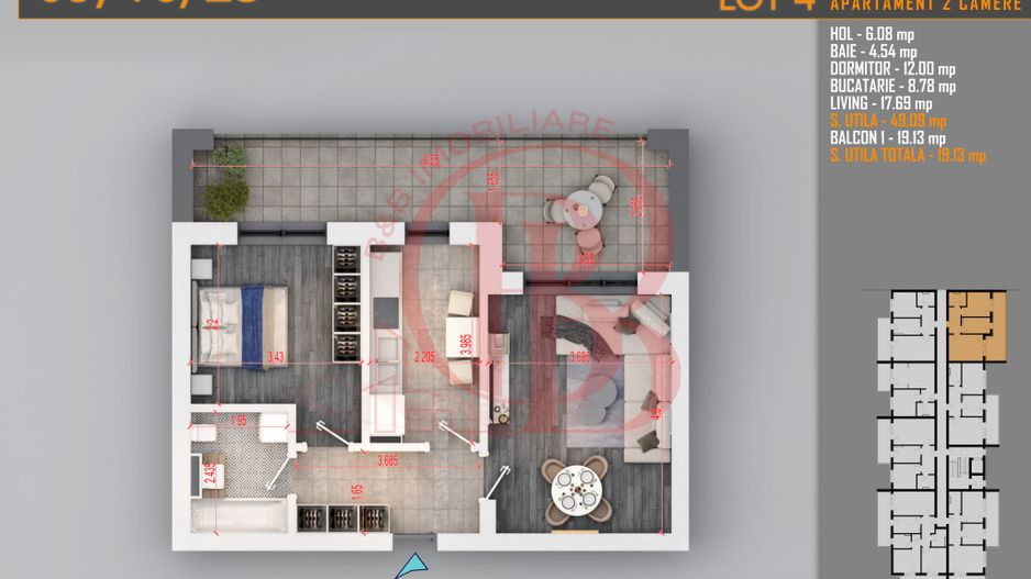 Apartament 2 camere Theodor Pallady-Metrou Nicolae Teclu - Schiță 1