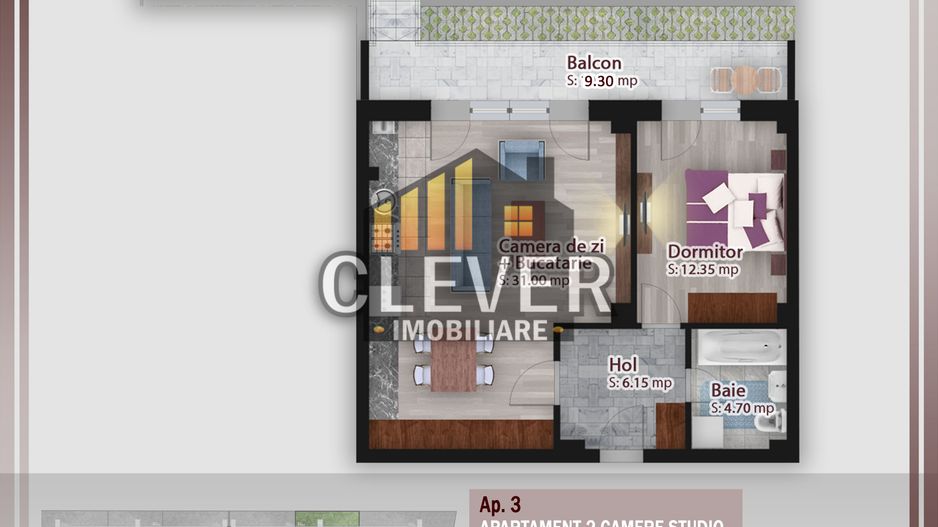 Ap. 2 Camere Studio + Grădină 40mp | Comision 0% - Poză 2