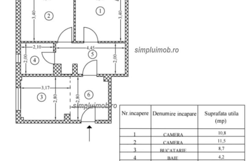 Renovat complet decomandat modern 2 camere Doamna Ghica - Schiță 8
