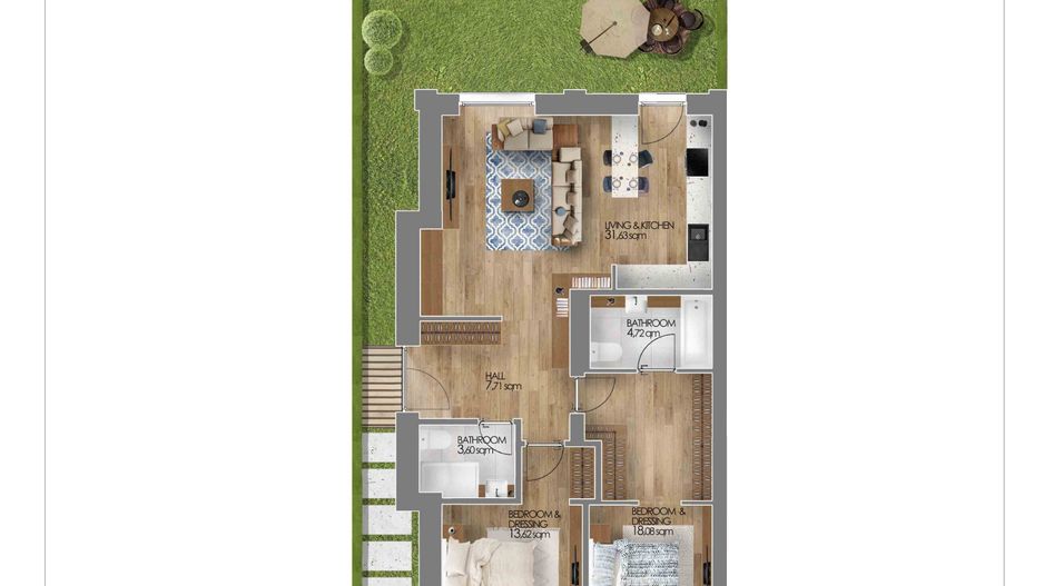 Apartament de 3 camere cu gradina - Poză 15