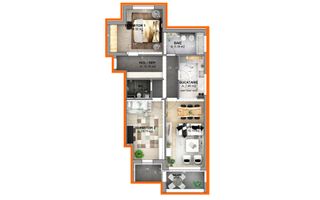 Apartament 3 camere, decomandat, 77.39 mp(ALP-56O-Mo-ap.6) - Poză 2