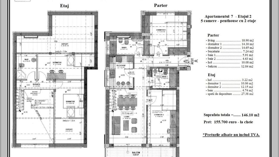 Apartament 5 camere, 146.1 mp utili – Etaj 2, Vilă – 149000 EURO - Poză 1