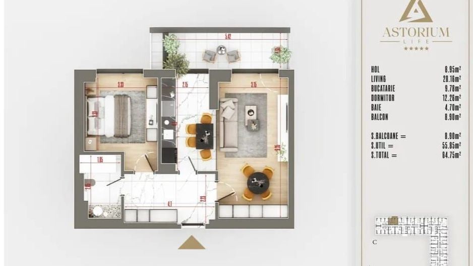 AP. 2CAM. DECOMANDAT - ASTORIUM / BLOC IN CURS DE FINALIZARE! - Poză 3