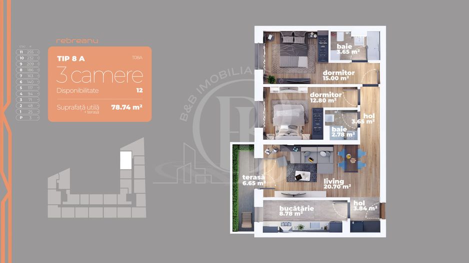 Apartament 3 camere Titan-Liviu Rebreanu Sector 3 - Schiță 8