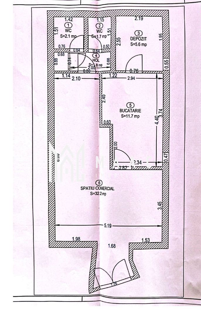 Spațiu comercial I 55 mp I Bucătărie I Gr. Sanitar I Central - Poză 6