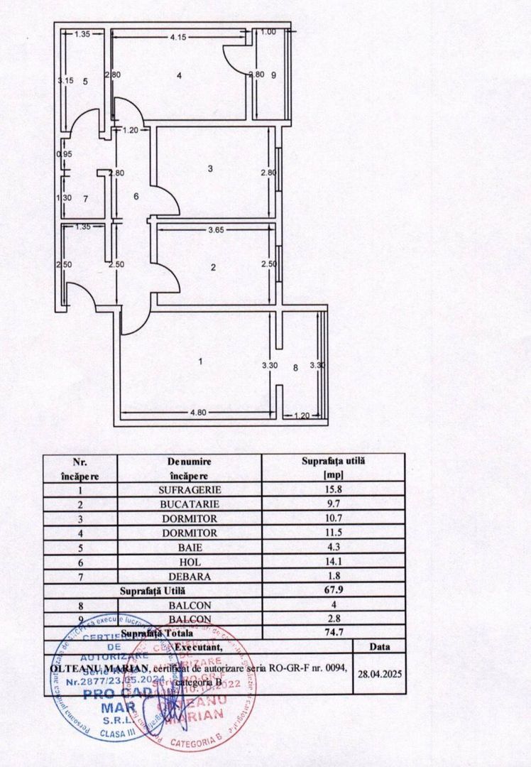 Apartament 3 camere de vânzare – Tineretului - Schiță 10