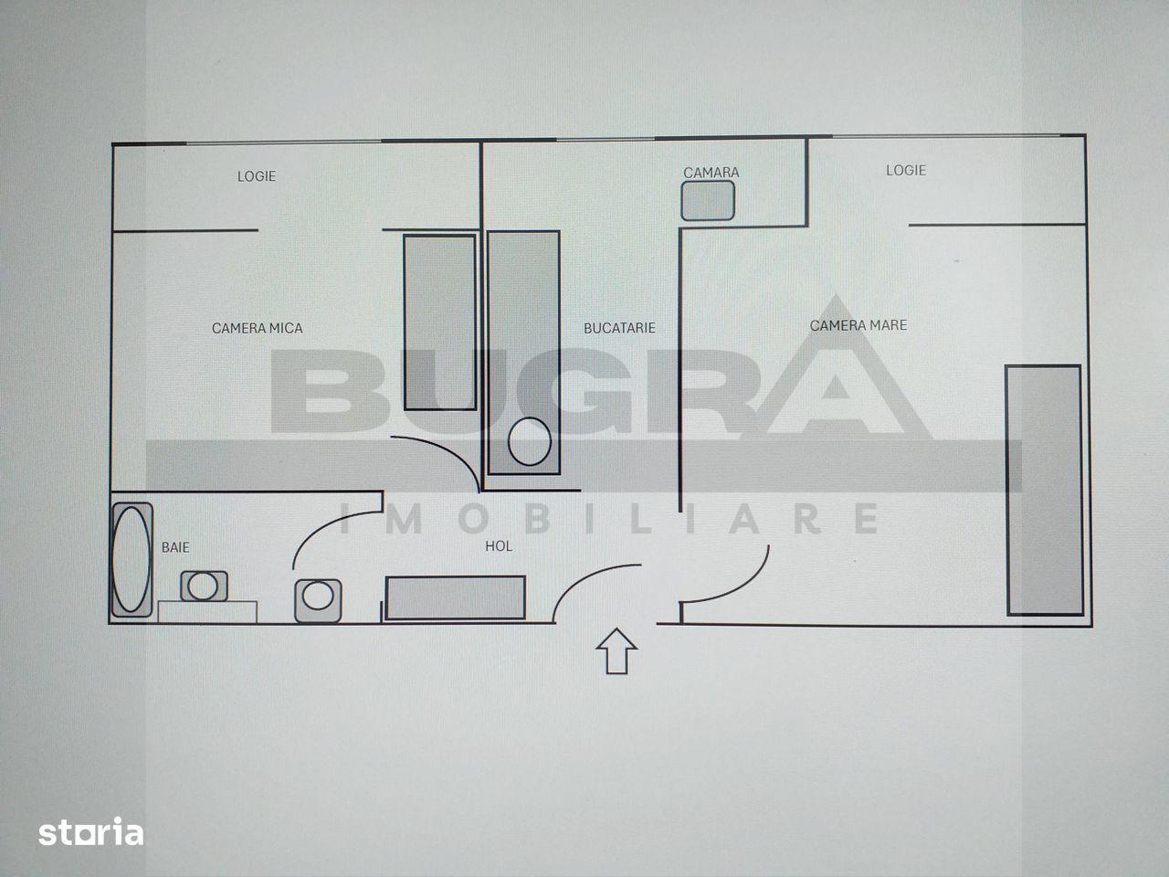 Apartament 2 camere, 46 mp, balcon, zona Parang - Poză 15