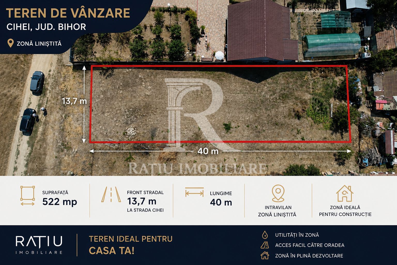 Teren intravilan de vânzare | Cihei | 522 mp - Poză 1
