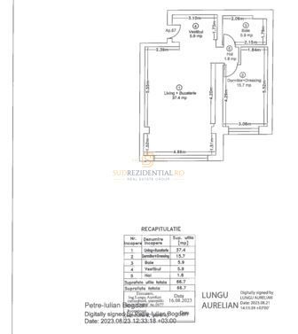 Apartament 2 camere | Ivory Residence Pipera | 66,7 mp | Etaj 7 - Schiță 8
