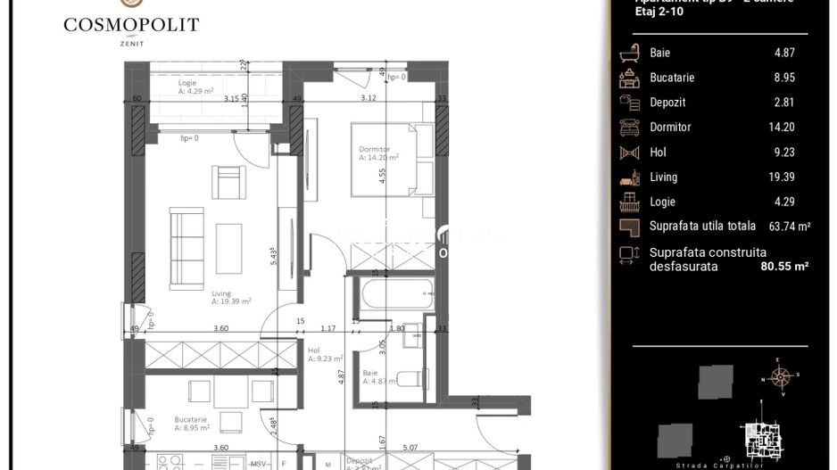 Apartment Premium | Zona Răcădău | 64 MP - Poză 13