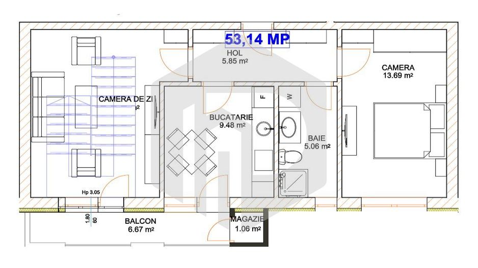 Apartament 2 camere | Bucatarie Separata | Doamna Stanca Dezvoltator - Poză 1