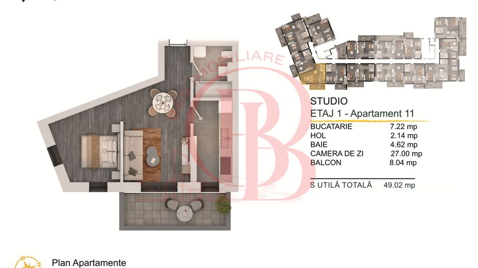 Th. Pallady-Apartament 2 camere cu Loc de parcare Gratuit - Schiță 2