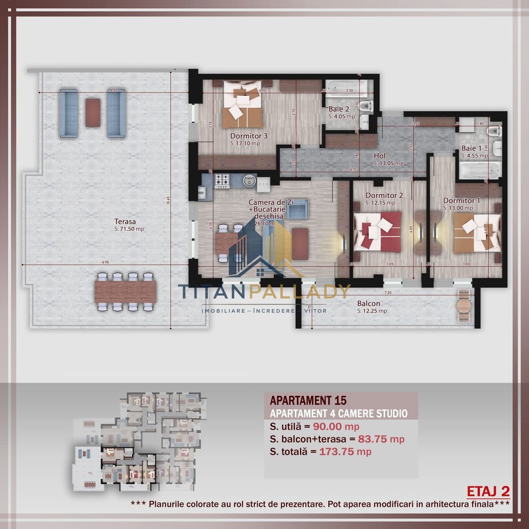 4 Camere173 Mp Terasa,Stil Boutique,1/2 Parcare, Pallady-Metrou Teclu - Poză 3