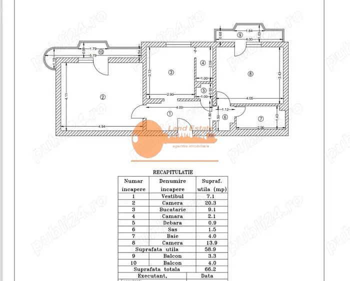 2 camere de 66mp la 300m de metrou Lujerului (Zona Roz Cafe) - Schiță 14