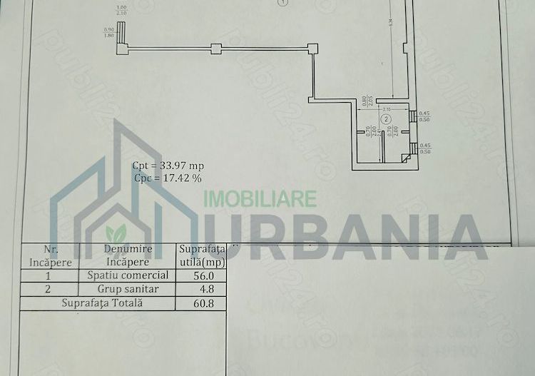 Spațiu comercial de vânzare, 60 mp, strada 1 Decembrie 1918 nr. 65, Pașcani - Poză 1