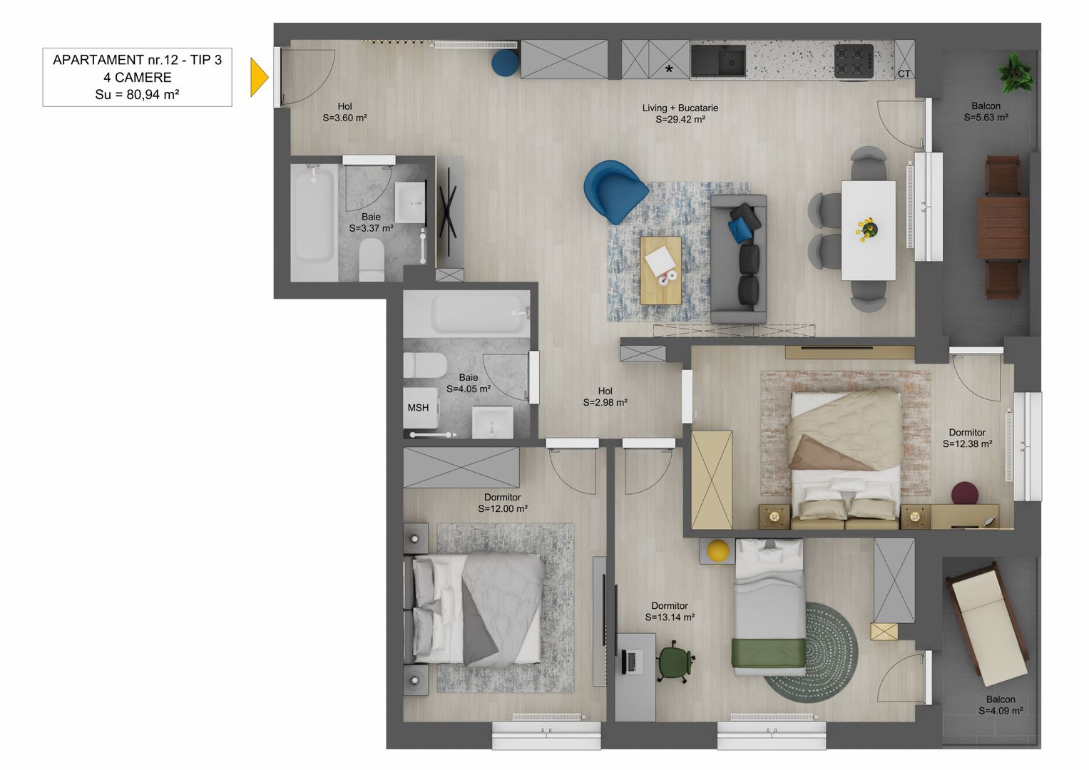 Apartament 4 camere in Sibiu - Schiță 6