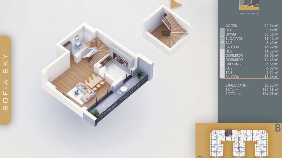 Duplex 3 camere cu dressing si 3 bai la 700 m de M Nicolae Teclu Titan Pallady - Schiță 7