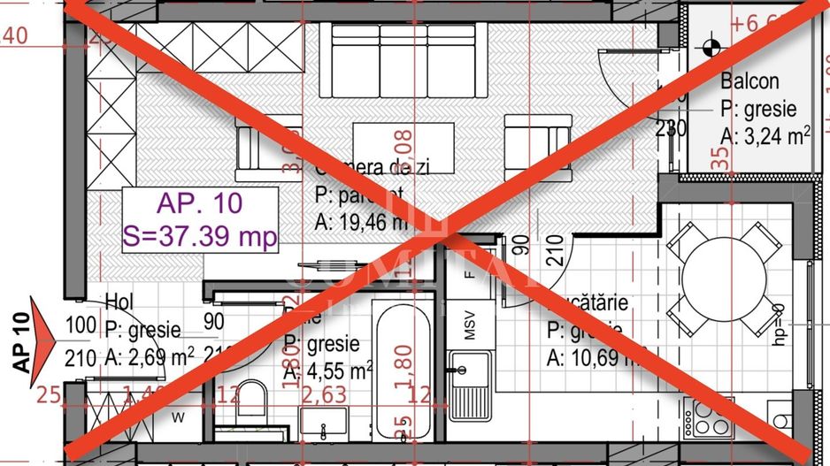 Apartament cu 1 cameră Imobil nou str Soporului - Schiță 9