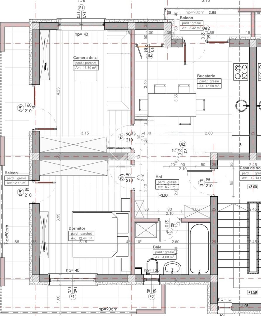 Apartament cu 2 camere de vanzare, 2 balcoane, parcare,  Apahida - Poză 11