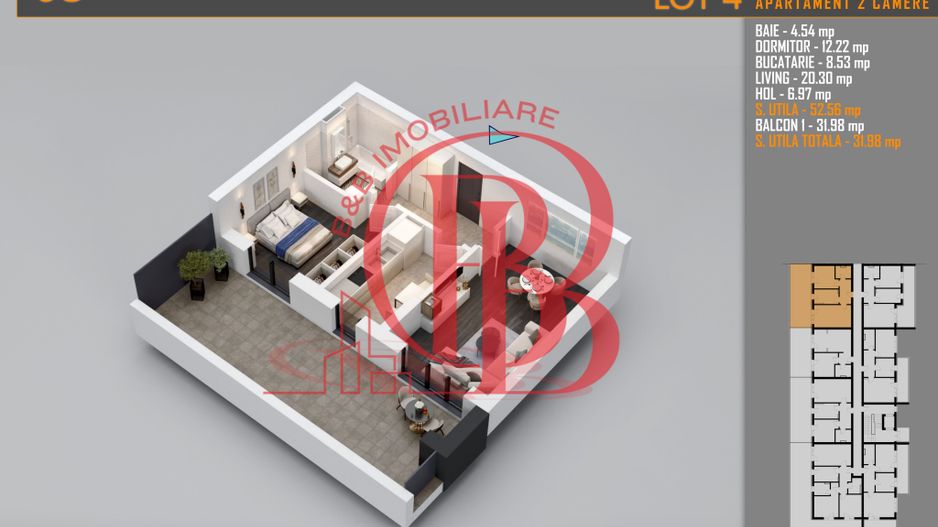 Apartament 2 camere cu Terasa Titan-Pallady-Metrou Teclu - Schiță 2