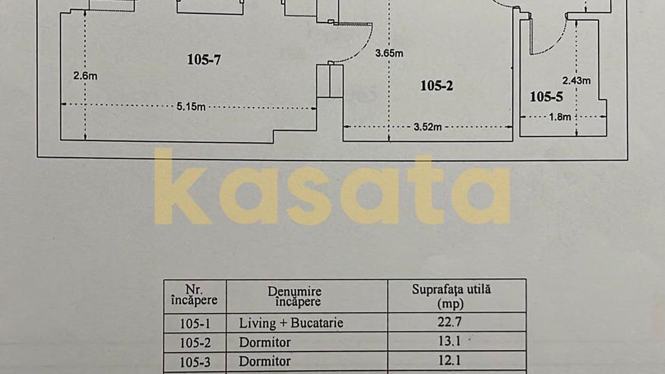 3 camere | Metrou 7 minute / loc parcare inclus - Schiță 15