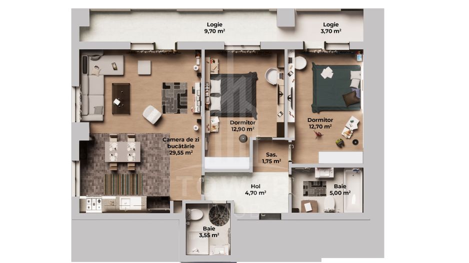 Apartament rezidențial NOU 3 camere - Poză 3