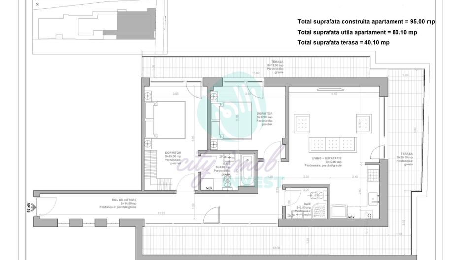 Apartament de 80 mp si TERASA DE 40 MP - Poză 1