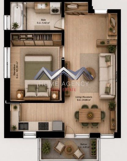 Apartament 2 camere Otopeni - bucătărie retrasă, parcare | preț final - Poză 5