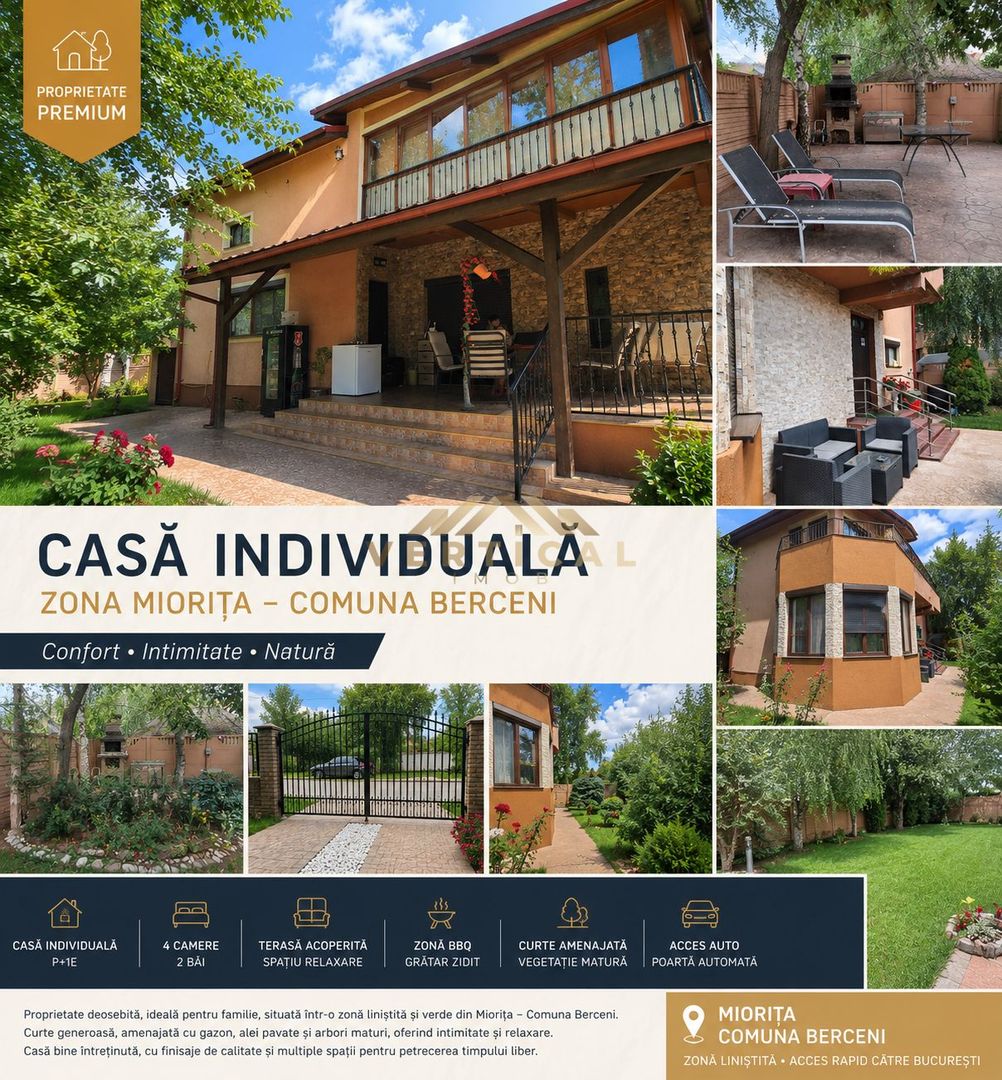 Casă deosebită, Zona Miorița – Comuna Berceni, Curte amenajată - Poză 1