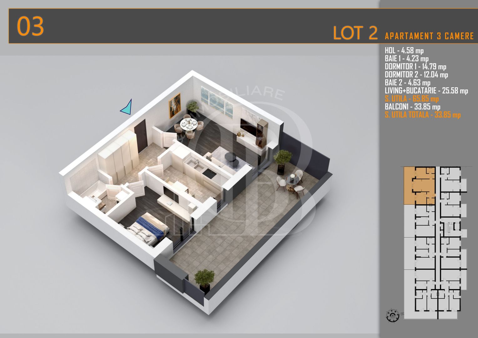 Apartament 3 camere Modern Titan Th. Pallady-Sector 3 - Schiță 2