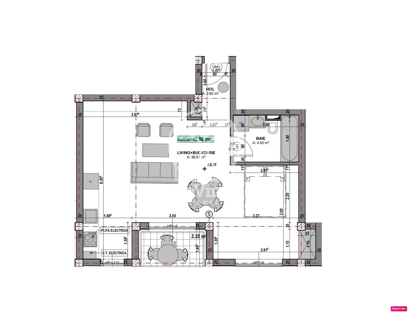 Apartament 2 camere,  etaj 1, logie  (YND-25C-GIO-ap.12) - Poză 2