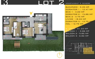 Apartament 4 camere cu  Gradina 113mp Comision 0, Pallady - Schiță 11