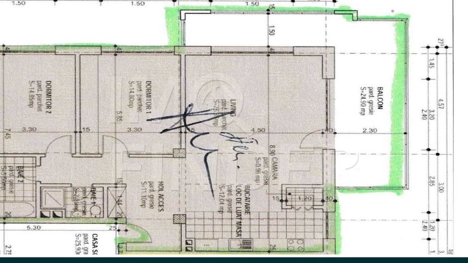 Apartament 3 camere  Andrei Muresanu,  89 mp + 24 mp terasa - Poză 10