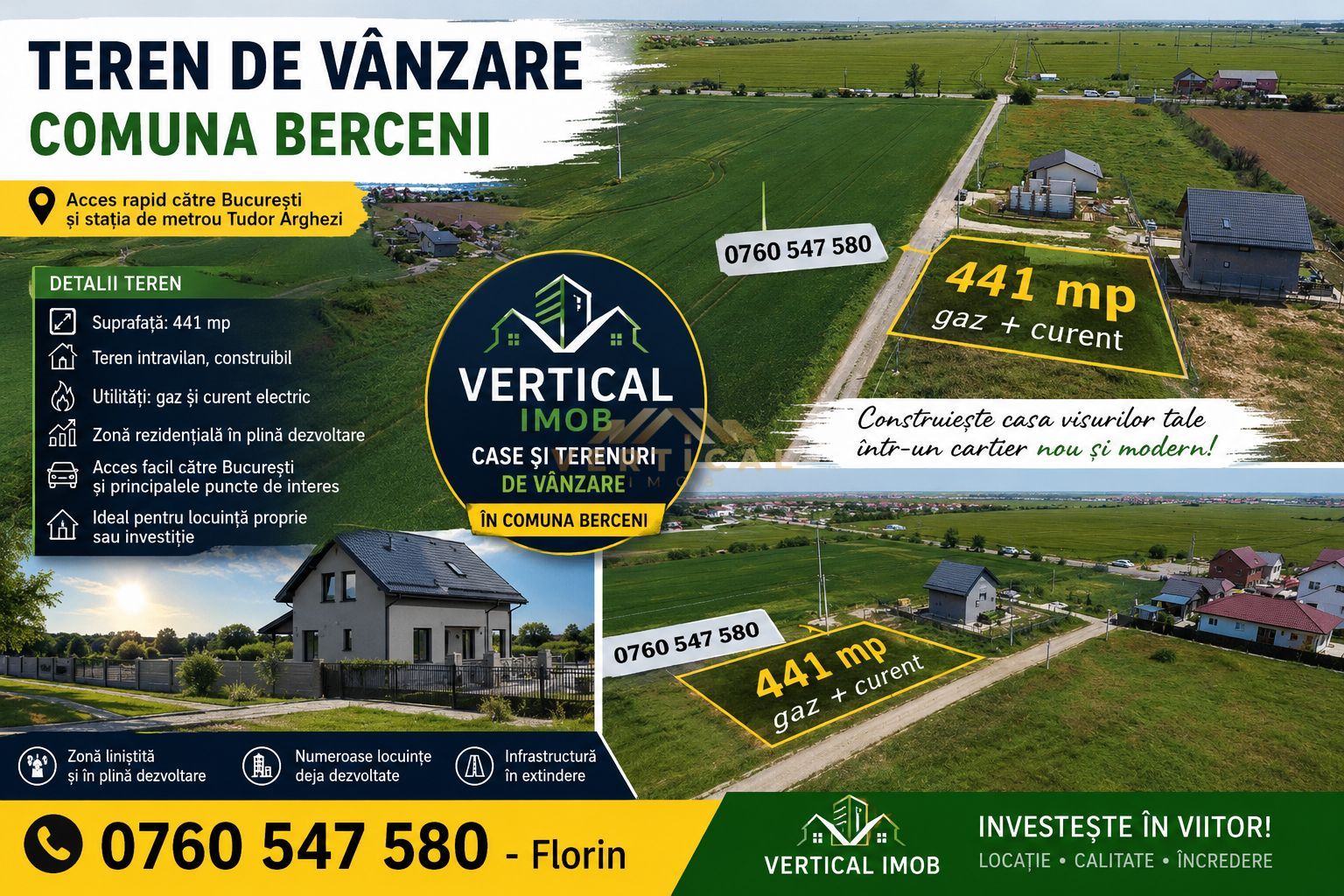 Teren Intravilan 440 mp de Vânzare – Comuna Berceni - Poză 1