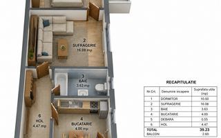 Apartament 2 camere | Ploiești Vest | Etaj 2  | 40mp - Poză 10