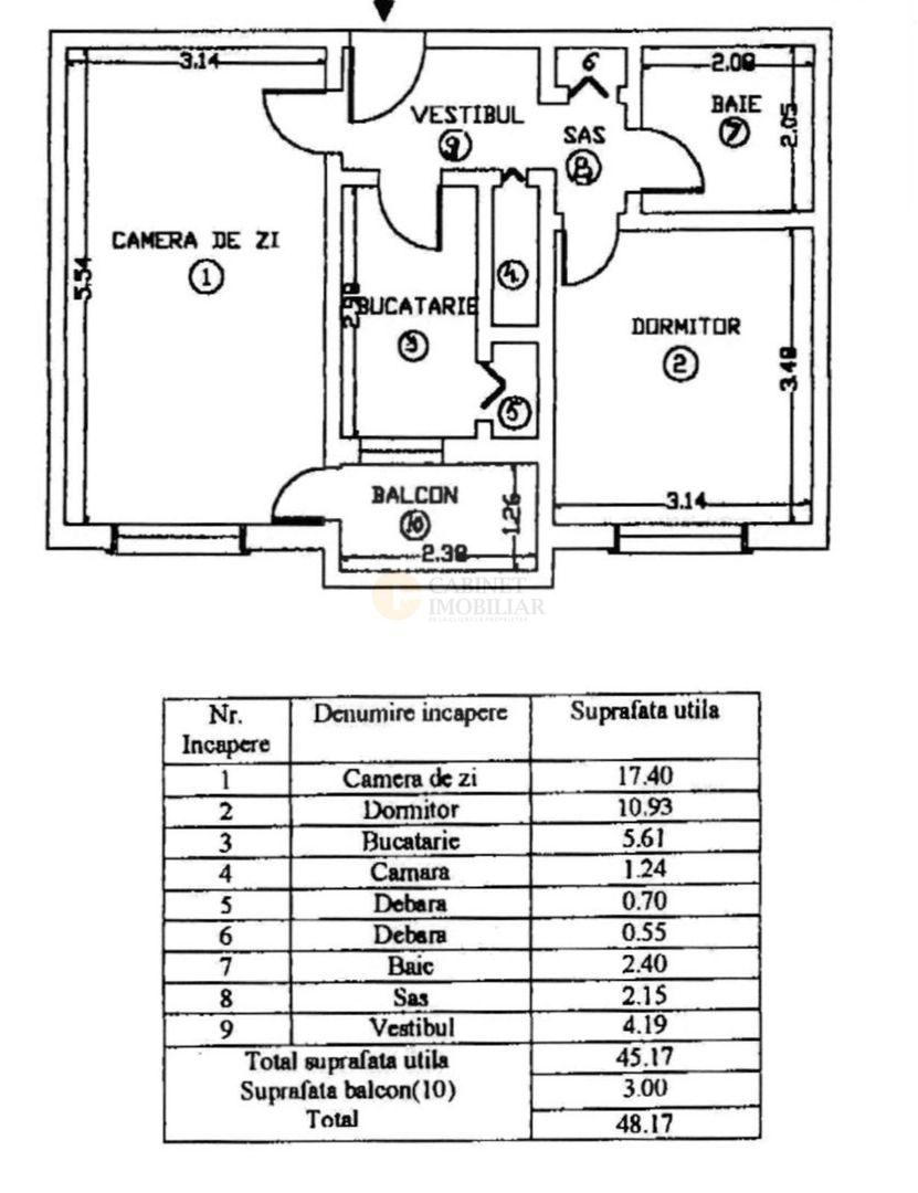 2 Camere - 49MP | Decomandat | Reabilitat | 1983 | Metrou Gorjului - Schiță 13